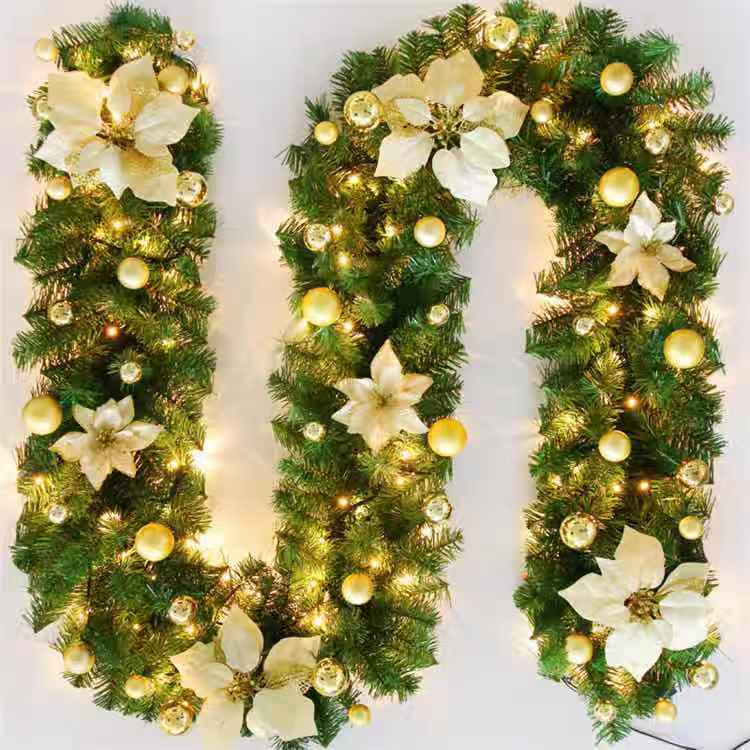 9FT Pre Lit Christmas Garland with Lights Door Wreath Xmas Fireplace Decor LED 9FT Pre Lit Christmas Garland with Lights Door Wreath Xmas Fireplace Decor LED